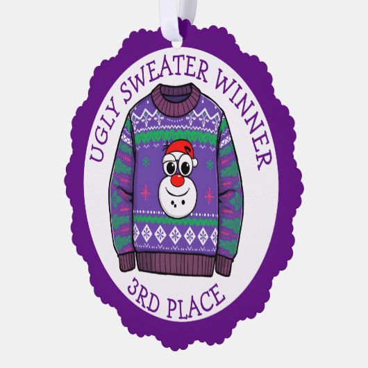 Third Place Ugly Sweater Winner Christmas Ornament Karte (Links)