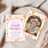 Third Rodeo Western Cowgirl Photo 3rd Birthday Einladung