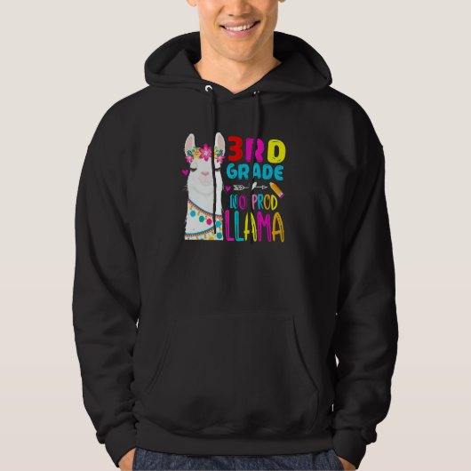 Third Team 3rd Grade Teacher Rainbow No Prob Llama Hoodie (Vorderseite)