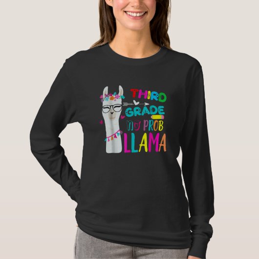 Third Team 3rd Grade Teacher Rainbow No Prob Llama T-Shirt (Vorderseite)