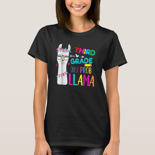 Third Team 3rd Grade Teacher Rainbow No Prob Llama T-Shirt (Vorderseite)