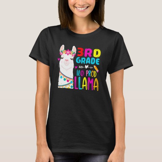 Third Team 3rd Grade Teacher Rainbow No Prob Llama T-Shirt (Vorderseite)