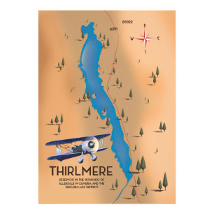 Thirlmere-Stausee Lake District Karte Fotodruck