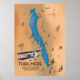 Thirlmere-Stausee Lake District Karte Poster