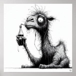 Thirsty Camel Print Poster