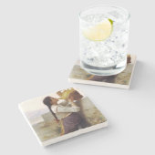 Thirsty Girl Drinking aus einem Jug (Landschaft de Steinuntersetzer (Seitenansicht)