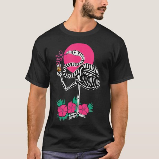 Thirsty Skeleton Flamingo Animal Tropical Bird T-Shirt (Vorderseite)