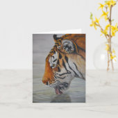 "Thirsty" Tiger Art Reproduction Note Card Karte (Gelbe Blume)