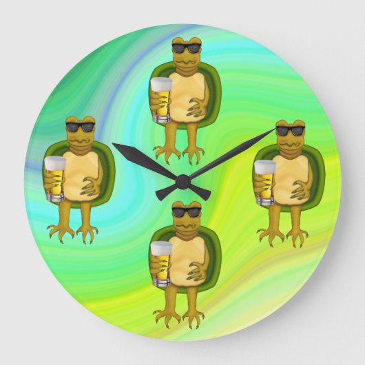 Thirsty Turtle Große Wanduhr (Vorderseite)