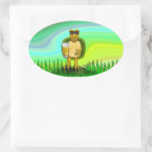 Thirsty Turtle Ovaler Aufkleber (Tasche)