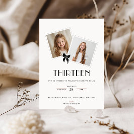 Thirteen black ribbon birthday teens invitation einladung