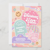 Thirteen Is A Vibe Cloud Rainbow Disco Birthday Einladung (Vorderseite)