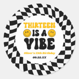 Thirteen Is A Vibe Retro 13th Birthday Party Runder Aufkleber