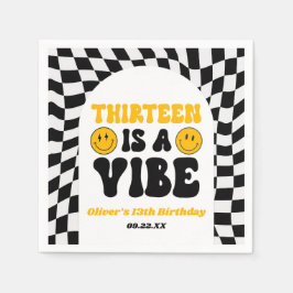 Thirteen Is A Vibe Retro 13th Birthday Party Serviette