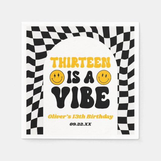 Thirteen Is A Vibe Retro 13th Birthday Party Serviette (Vorderseite)
