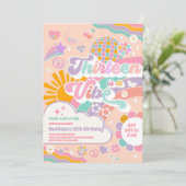Thirteen Is A Vibe Sun Rainbow Disco 13th Birthday Einladung (Stehend Vorderseite)