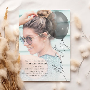 Thirty Balloon String   Foto 30. Geburtstag Party Einladung