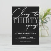 Thirty Black 30th Birthday Party Einladung (Stehend Vorderseite)