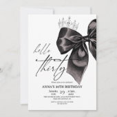 Thirty Black Bow 30th Birthday Invitation Einladung (Vorderseite)