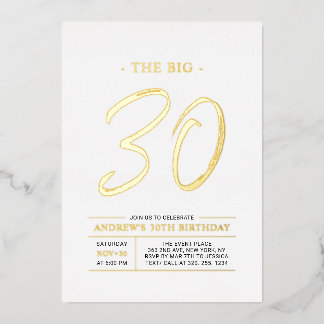 Thirty | Modern Gold Big 30th Birthday Party Folieneinladung