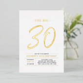 Thirty | Modern Gold Big 30th Birthday Party Folieneinladung (Stehend vorne)