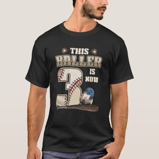 This Baller Is Now 3Rd Birthday Three Years Old Ba T-Shirt (Vorderseite)