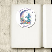 This Book Belongs to Personalized Dragon White Runder Aufkleber