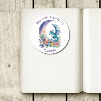 This Book Belongs to Personalized Dragon White Runder Aufkleber