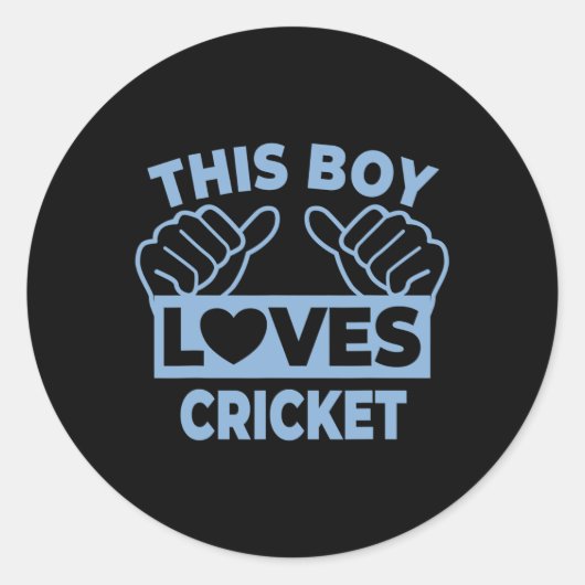 This Boy Loves Cricket - Cricket Player Runder Aufkleber (Vorderseite)