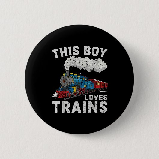 This Boy Loves Trains Railroad Train Wagon Lover K Button (Vorderseite)
