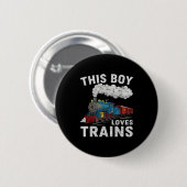 This Boy Loves Trains Railroad Train Wagon Lover K Button (Vorne & Hinten)