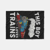 This Boy Loves Trains Railroad Train Wagon Lover K Fleecedecke (Vorderseite (Horizontal))