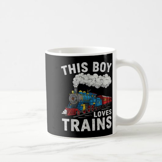 This Boy Loves Trains Railroad Train Wagon Lover K Kaffeetasse (Rechts)