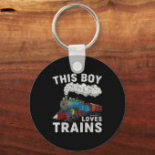 This Boy Loves Trains Railroad Train Wagon Lover K Schlüsselanhänger (Vorderseite)
