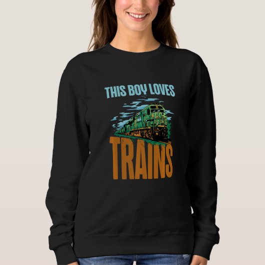 This Boy Loves Trains Train Boys Sweatshirt (Vorderseite)