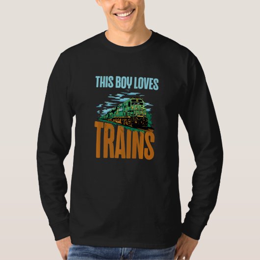 This Boy Loves Trains Train Boys T-Shirt (Vorderseite)