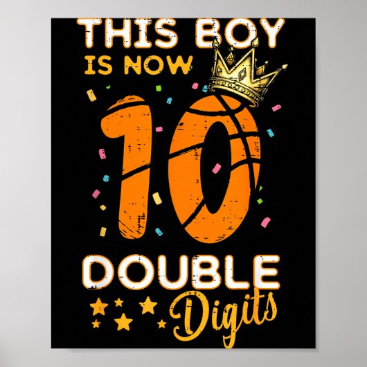 This Boy Now 10 Double Digits Crown 10th Birthday  Poster (Vorne)