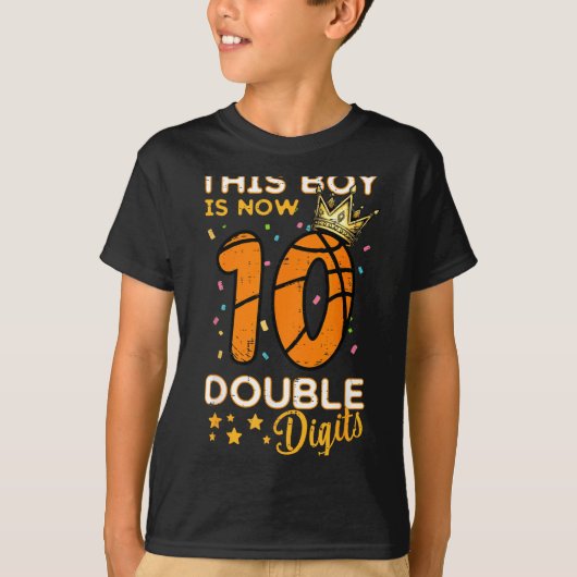 This Boy Now 10 Double Digits Crown 10th Birthday  T-Shirt (Vorderseite)