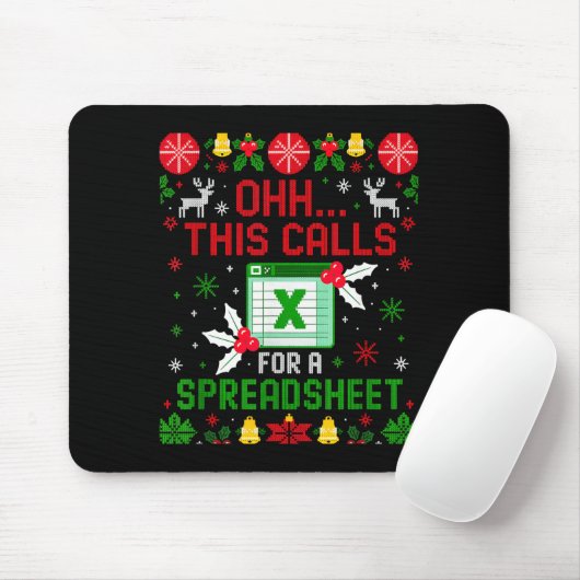 This Calls For A Spreadsheet Ugly Christmas Mousepad (Mit Mouse)