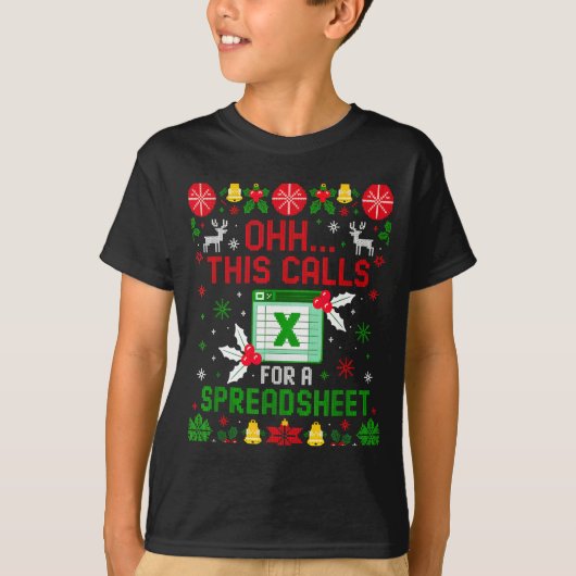 This Calls For A Spreadsheet Ugly Christmas T-Shirt (Vorderseite)
