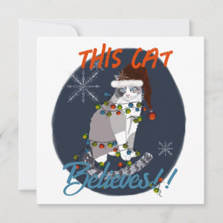 This Cat Believes Holiday Card Dankeskarte
