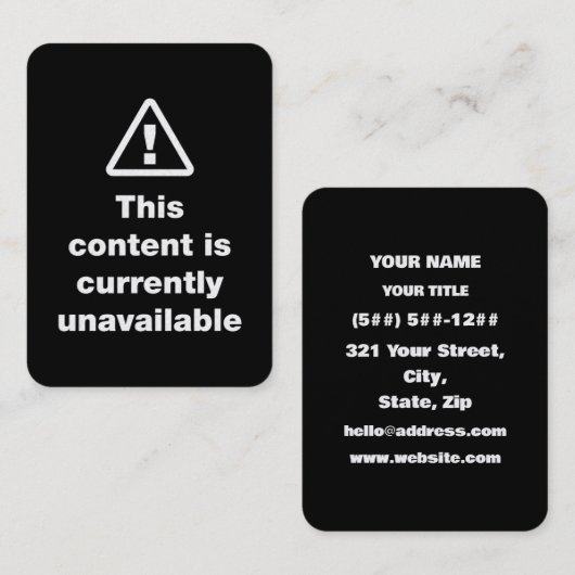 ⚠ This Content Is Currently Unavailable Visitenkarte (Vorne/Hinten)