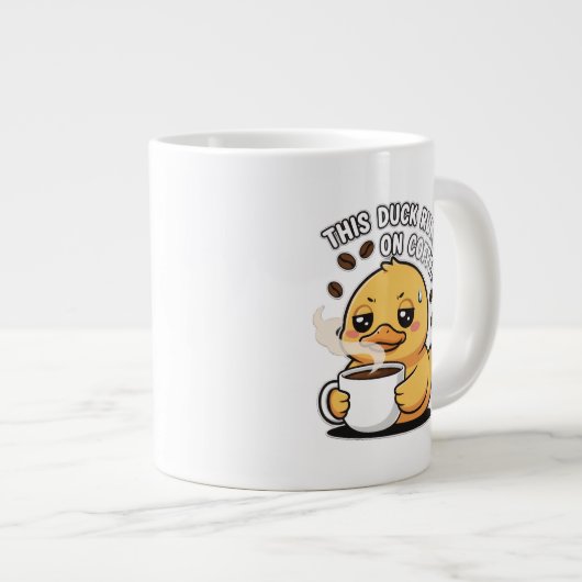 This Duck Runs on Coffee Cute Duck Coffee Mug Jumbo-Tasse (Vorderseite Rechts)