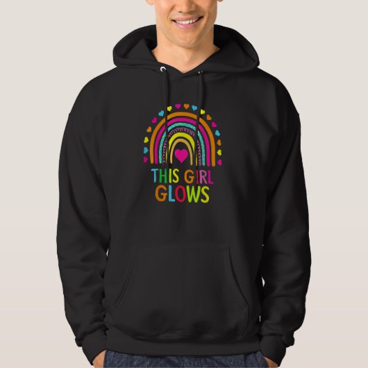 This Girl Glows  Bright Colors Rainbow Retro 80's  Hoodie (Vorderseite)