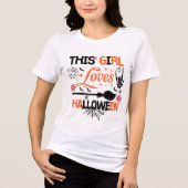 This Girl Loves Halloween | Witch Broom Spider Tri-Blend Shirt (Vorderseite)