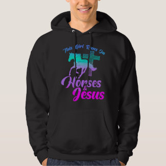 THIS GIRL RUNS ON HORSES & JESUS Love Equestrian R Hoodie