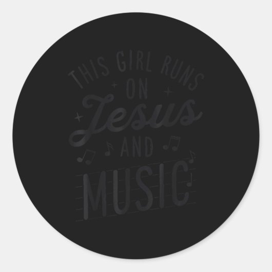 This Girl Runs On Jesus And Music Lover Christian Runder Aufkleber (Vorderseite)