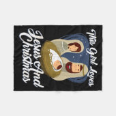 This Girls Love Jesus And Christmas Christmas Fleecedecke (Vorderseite (Horizontal))