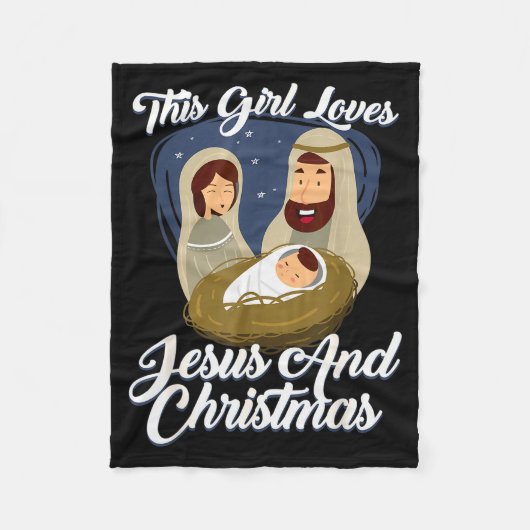 This Girls Love Jesus And Christmas Christmas Fleecedecke (Vorderseite)