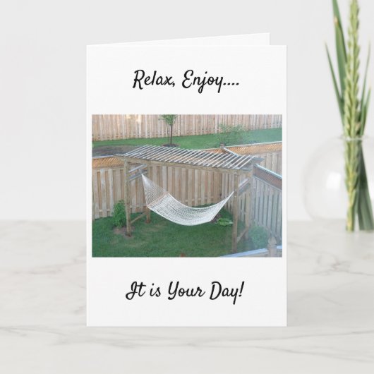 THIS HAMMOCK AWAITS ENJOY BIRTHDAY CARD KARTE (Vorderseite)
